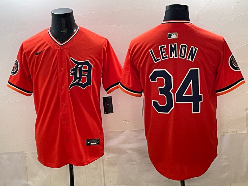 Men Detroit Tigers #34 Lemon orange Game Nike MLB Jersey032101